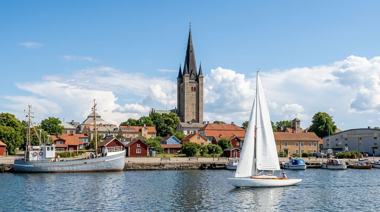 Segelboote auf dem Vänern bei Mariestad